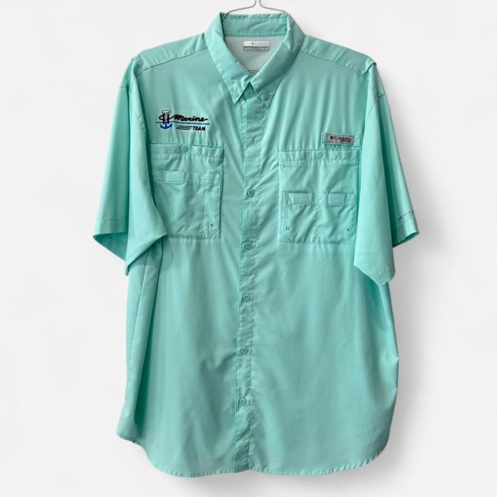Coastal bright Columbia Sportswear Omni-Shade Fishing ShirtT Aqua Teal